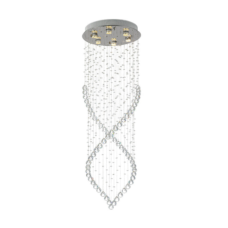 Spiral Crystal Flushmount Lighting Modern Style 6 Lumières Nickel Flush Ceiling Light for Corridor