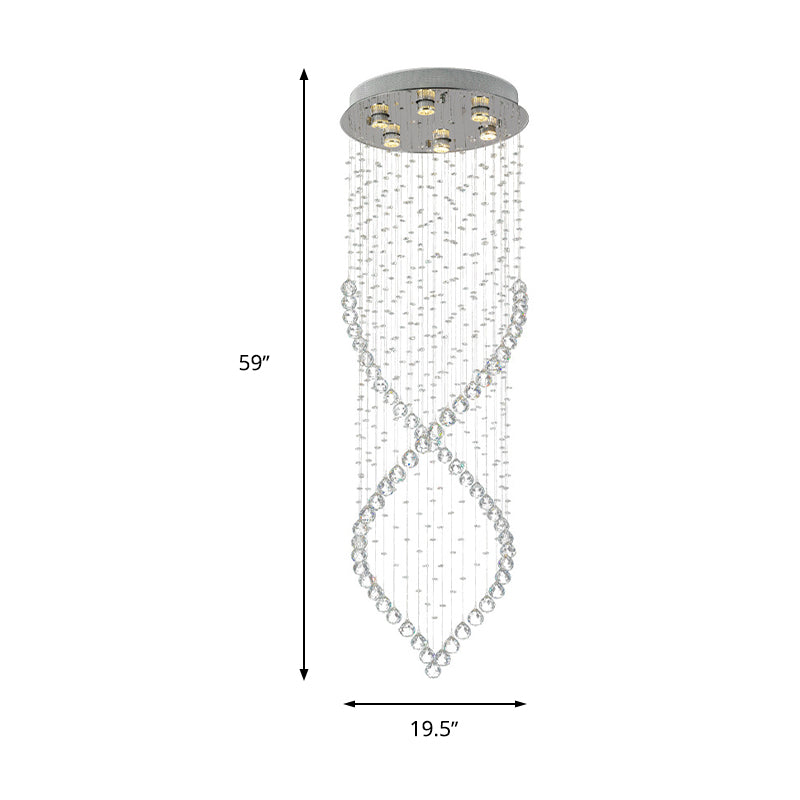 Spiraal Crystal Flushmount Verlichting Moderne Stijl 6 Lampen Nikkel Flush Plafond Licht voor Corridor