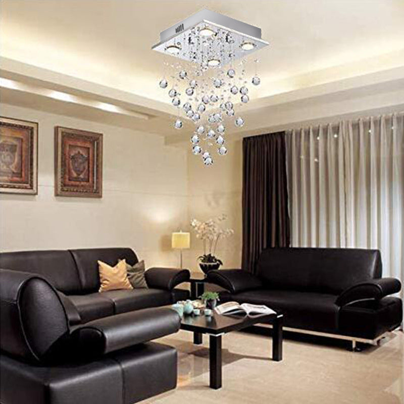 Teardrop Flush Mount Light Contemporary Crystal 4 Lumières Living Room Flushmount
Dans le nickel