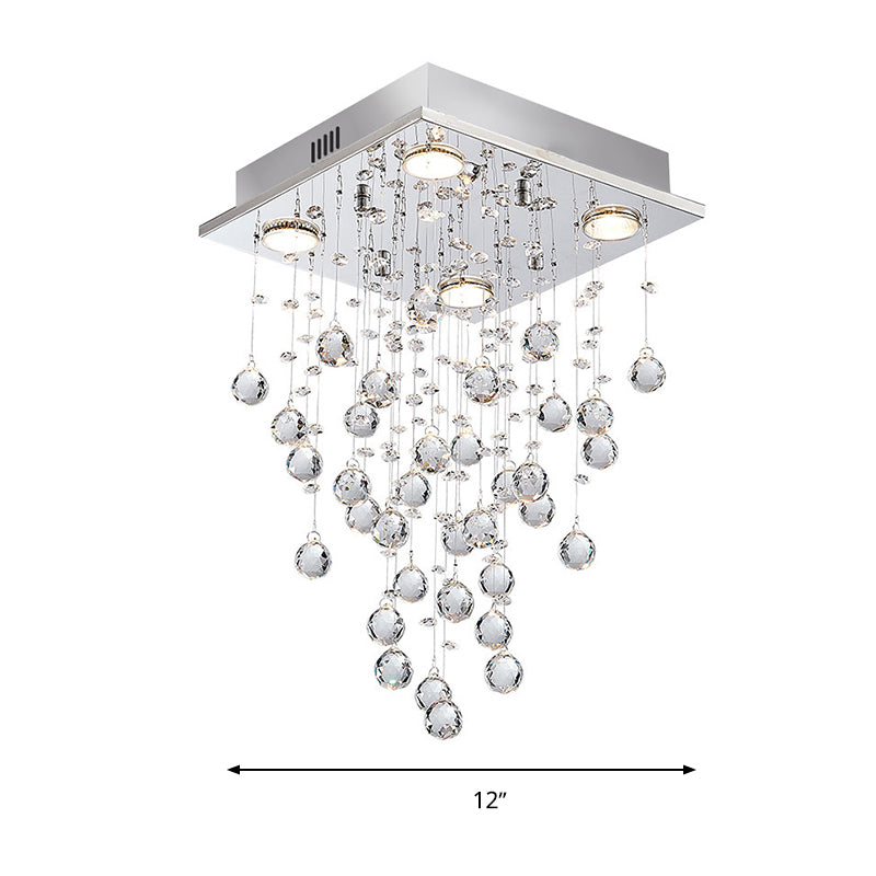 Teardrop Flush Mount Light Contemporary Crystal 4 Lights Living Room Flushmount
in Nickel