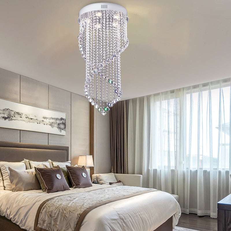 Plafonnier encastré en forme de boule de cristal, luminaire minimaliste à 5 lumières en Nickel pour chambre à coucher