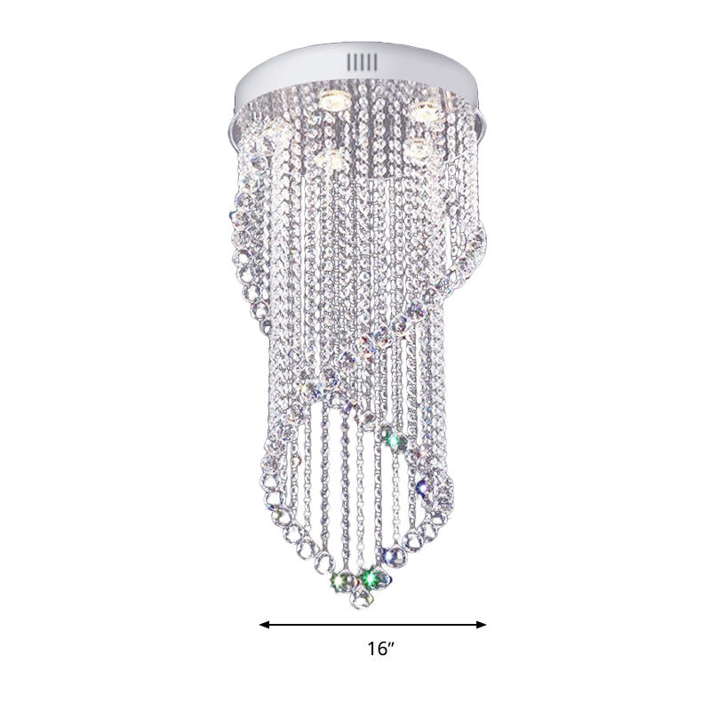 Cristal de la bola de cristal de la bola de techo de montaje minimalista 5 luces de níquel de descarga de luz para el dormitorio