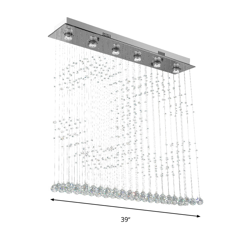 Double C Geformte Crystal Ball Flush Mount Light 6 Lights Nickel Ceiling Lighting for Bedroom