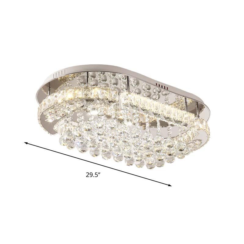 Crystal Ball Oval Flush Mount Lighting Minimalist LED Flush Light Fixture in Chrome