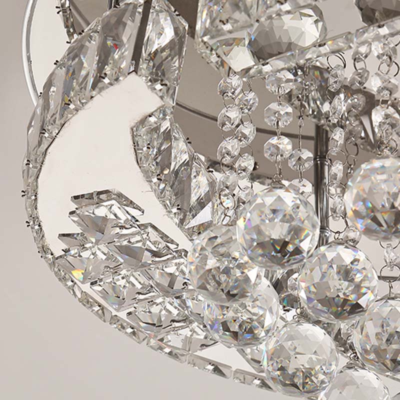 Crystal Ball Oval Flush Mount Lighting Minimalist LED Flush Light Fixture in Chrome