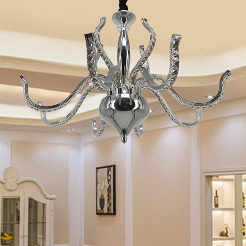 Radical Chandelier Light Minimalist Crystal LED Chrome Ceiling Pendant Light in Warm/White Light