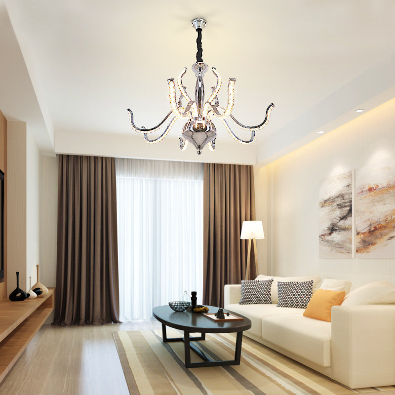 Radical Chandelier Light Minimalist Crystal LED Chrome Ceiling Pendant Light in Warm/White Light