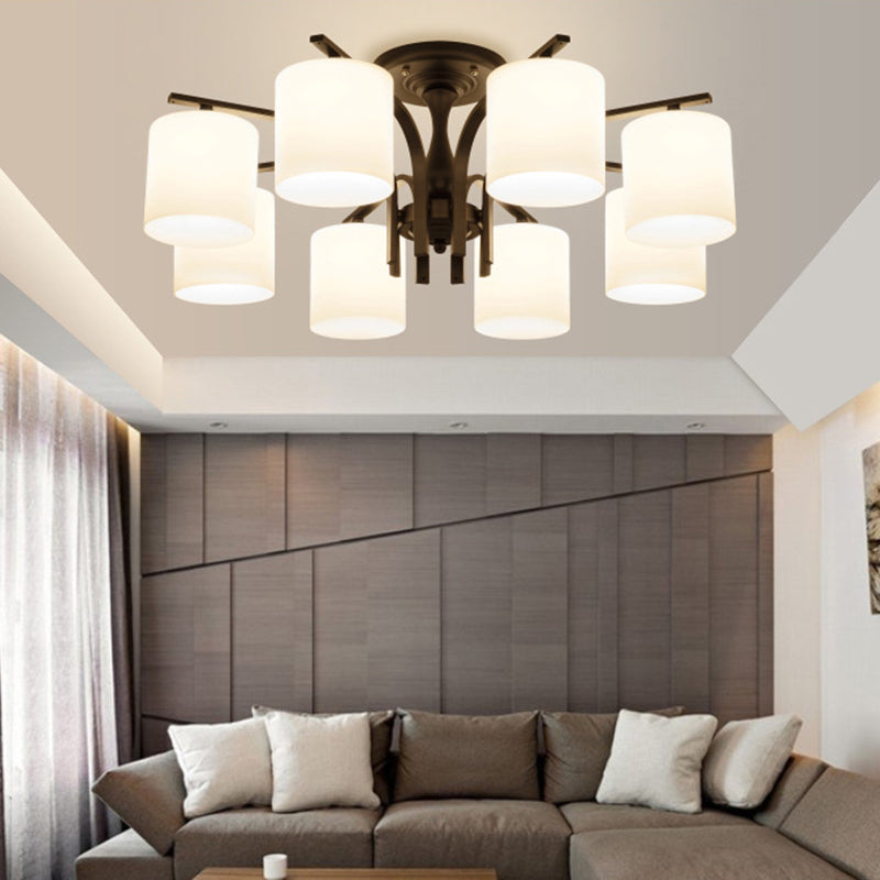 Cylinder Glass Shade Ceiling Flush Mount Lights American Simple Ceiling Light Fixture for Living Room