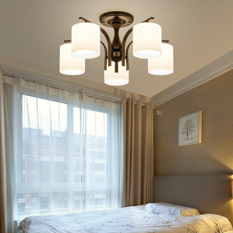 Cylinder Glass Shade Ceiling Flush Mount Lights American Simple Ceiling Light Fixture for Living Room