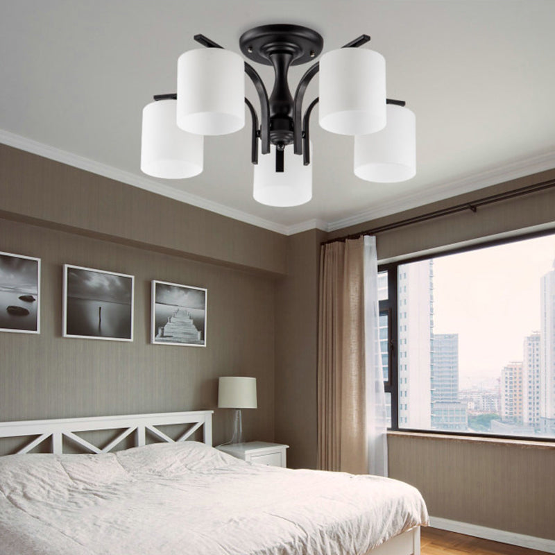 Cylinder Glass Shade Ceiling Flush Mount Lights American Simple Ceiling Light Fixture for Living Room