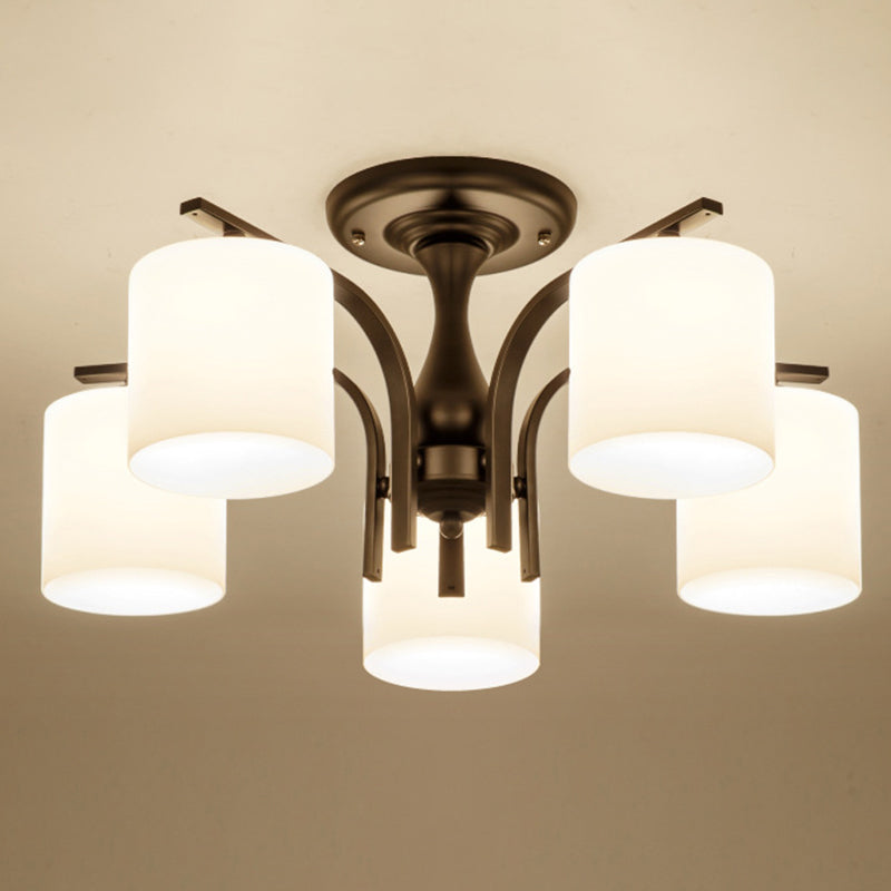 Cylinder Glass Shade Ceiling Flush Mount Lights American Simple Ceiling Light Fixture for Living Room