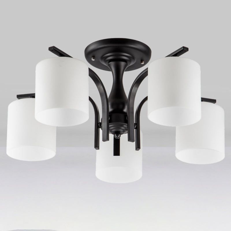 Cylinder Glass Shade Ceiling Flush Mount Lights American Simple Ceiling Light Fixture for Living Room