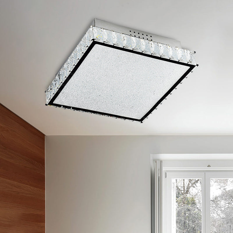 Square Crystal Flush Light Simple LED Wit dicht bij plafond lamp voor slaapkamer