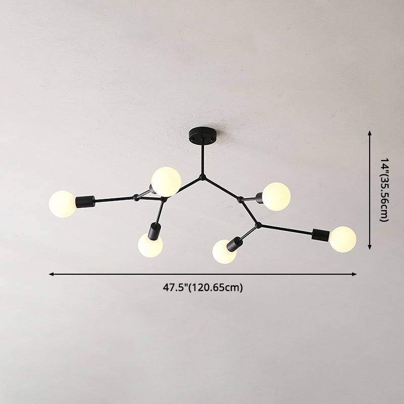 6 Leichtwerte Molekulares Design Metall Kronleuchter Licht Industriestil Offener Glühbirnen-Beleuchtungsanhänger für Schlafzimmer Wohnzimmer