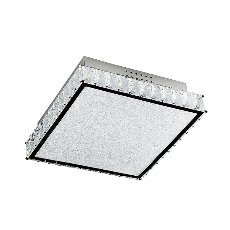 Square Crystal Flush Light Simple LED Wit dicht bij plafond lamp voor slaapkamer