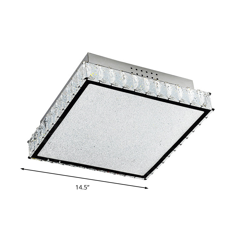 Square Crystal Flush Light Simple LED Wit dicht bij plafond lamp voor slaapkamer