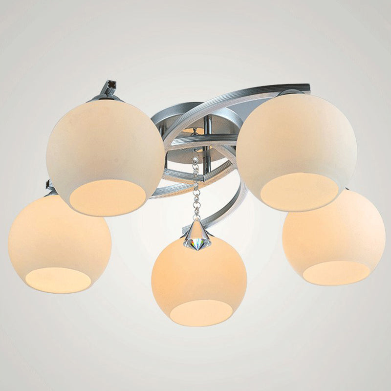 Spherical Shade Ceiling Flush Mount  Modern Style Opal Glass Semi Flush Light  for Living Room