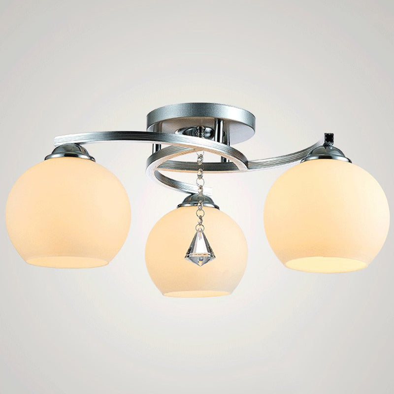 Kugelschatten Decke Flush Mount Moderne Style Opalglas Halbflush Licht für Wohnzimmer