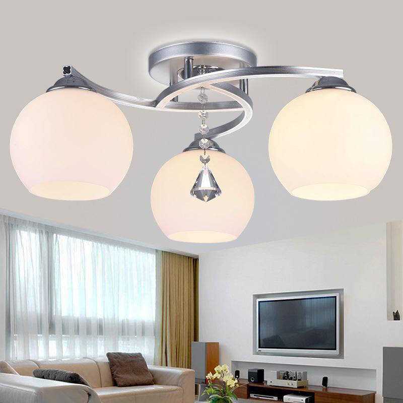 Sferische schaduw plafond spoeling Mount Modern Style Opal Glass Semi Flush Light voor woonkamer