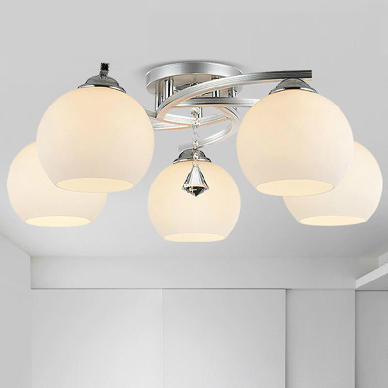 Spherical Shade Ceiling Flush Mount  Modern Style Opal Glass Semi Flush Light  for Living Room