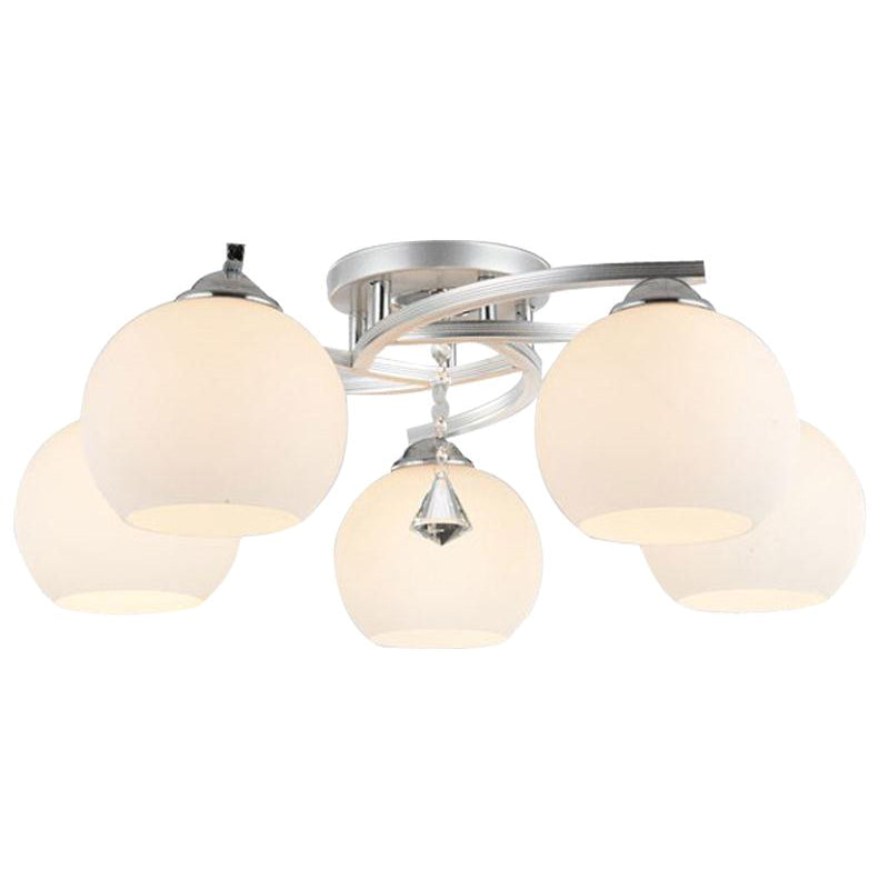 Kugelschatten Decke Flush Mount Moderne Style Opalglas Halbflush Licht für Wohnzimmer