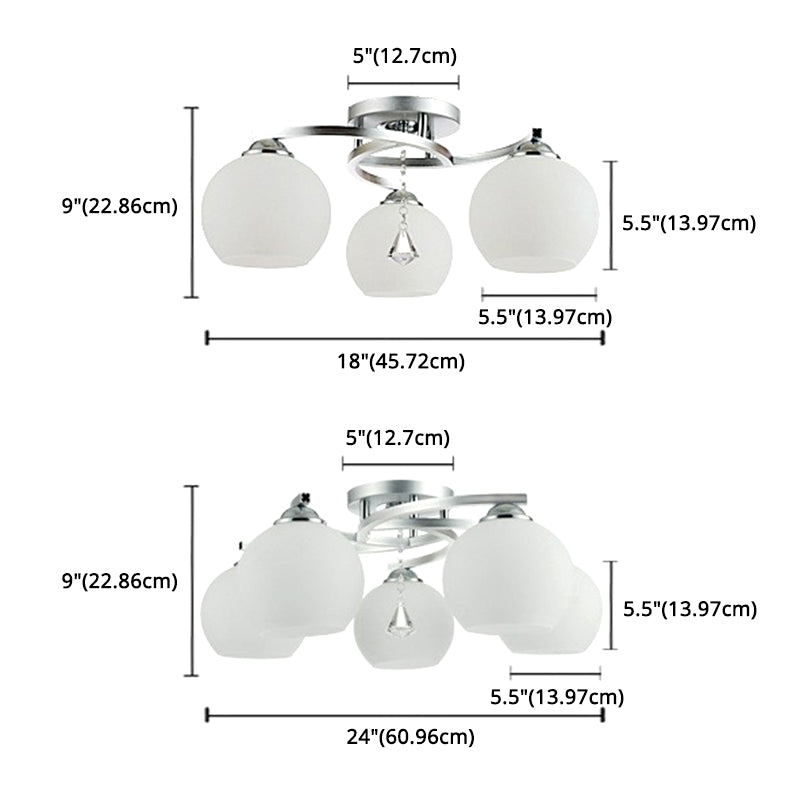 Ambra sferica soffitto a filo a sfioramento moderno in stile opale semifulto semifulò per soggiorno