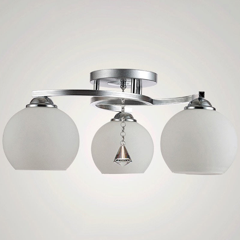 Sferische schaduw plafond spoeling Mount Modern Style Opal Glass Semi Flush Light voor woonkamer