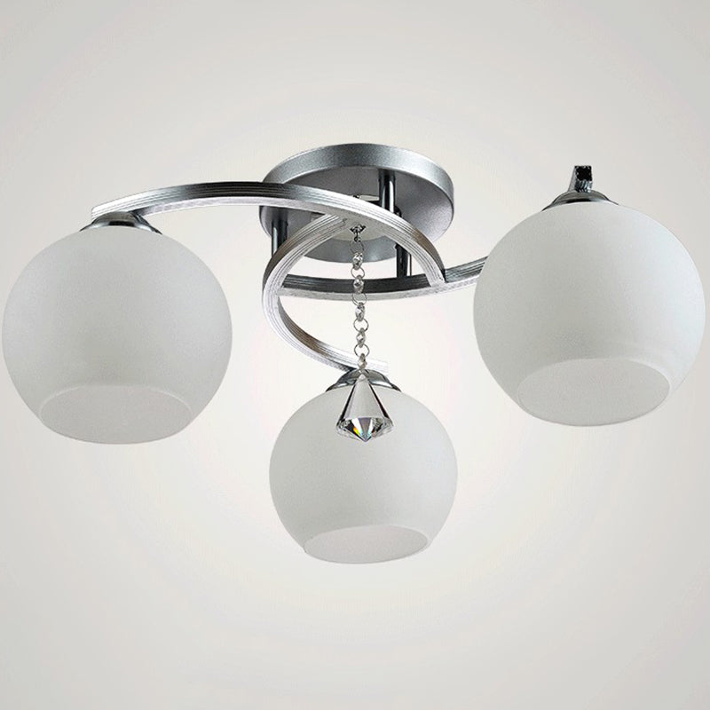 Spherical Shade Ceiling Flush Mount  Modern Style Opal Glass Semi Flush Light  for Living Room