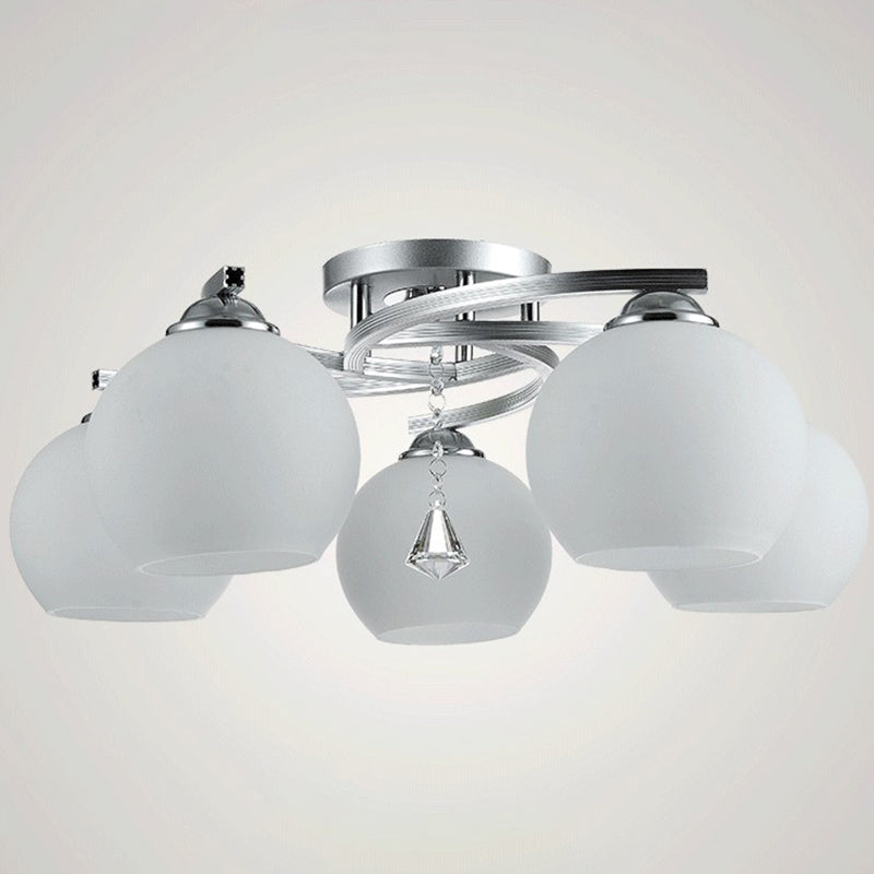 Sferische schaduw plafond spoeling Mount Modern Style Opal Glass Semi Flush Light voor woonkamer