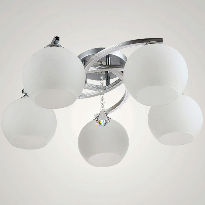 Spherical Shade Ceiling Flush Mount  Modern Style Opal Glass Semi Flush Light  for Living Room