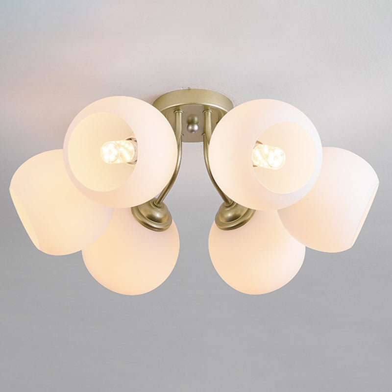 Sferische schaduw spoeling Mount verlichting moderne stijl opaalglas semi -spoelmontage licht voor slaapkamer