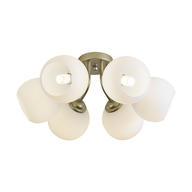 Kugelschatten Flush Mounting Leuchte moderne Opalglas Halbflush -Halbmontage Licht für Schlafzimmer