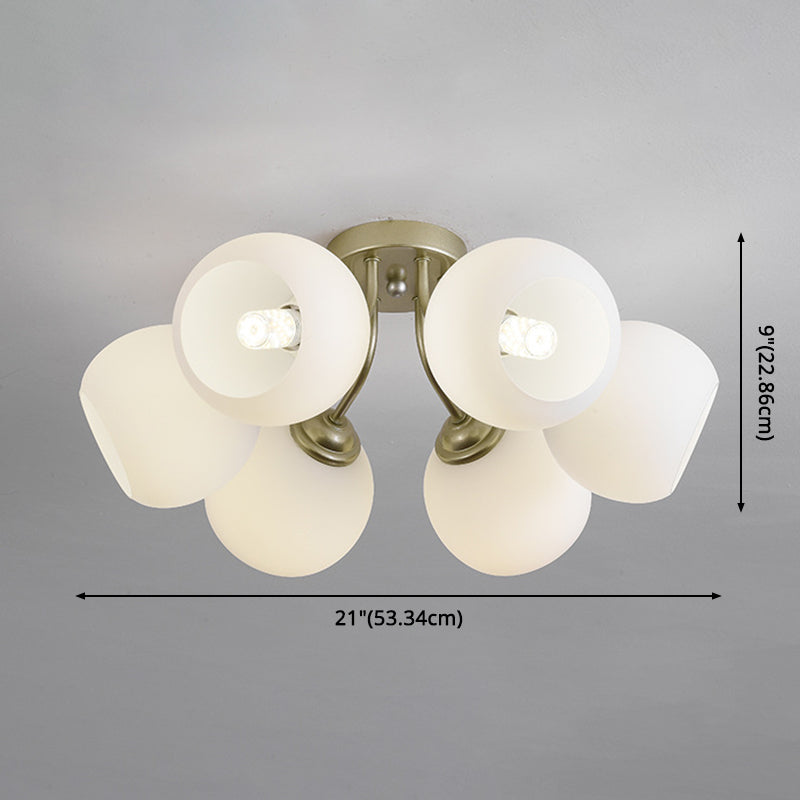 Shade Spherical Flush Mount Lighting Modern Style Opal Verre Semi-Flush Mount Light For Bedroom