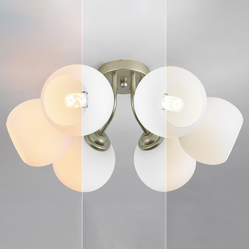 Spherical Shade Flush Mount Lighting Modern Style Opal Glass Semi Flush Mount Light for Bedroom