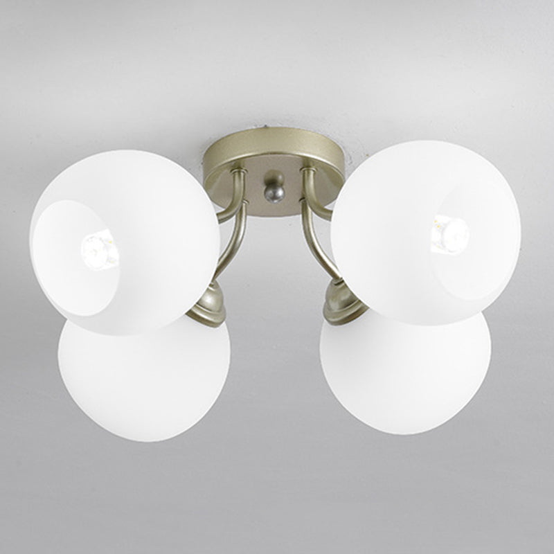 Shade Spherical Flush Mount Lighting Modern Style Opal Verre Semi-Flush Mount Light For Bedroom