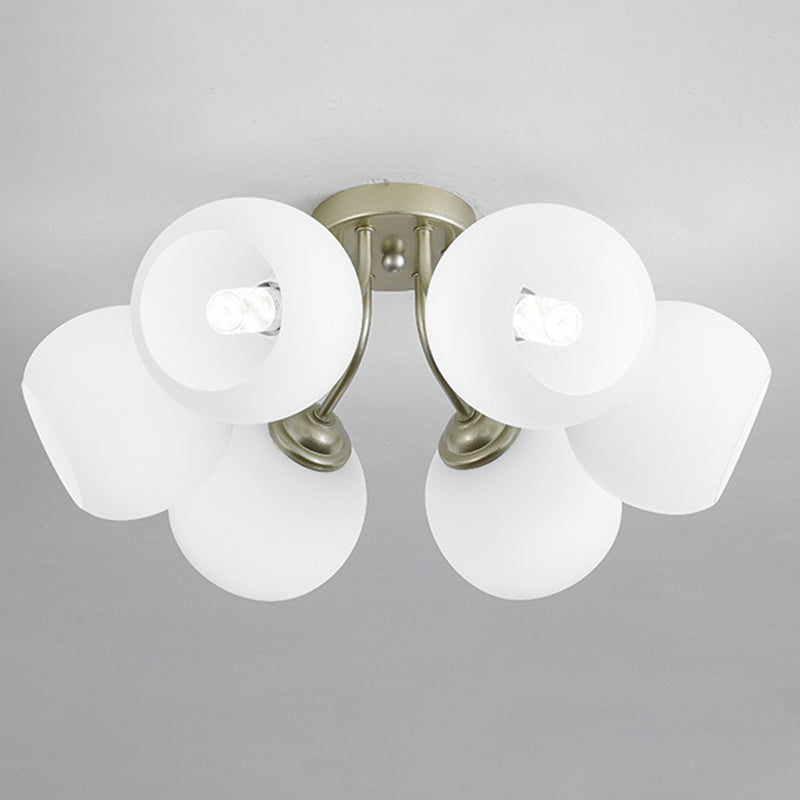 Sferische schaduw spoeling Mount verlichting moderne stijl opaalglas semi -spoelmontage licht voor slaapkamer