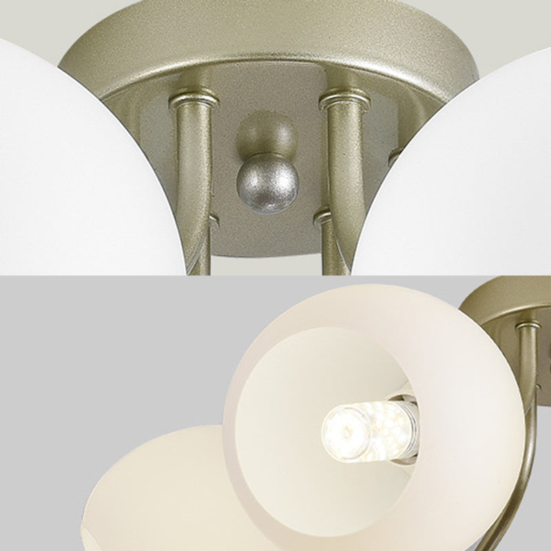 Shade Spherical Flush Mount Lighting Modern Style Opal Verre Semi-Flush Mount Light For Bedroom