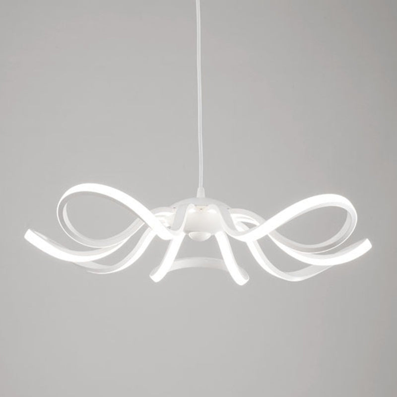 Modern Simplicity Style LED Line Light Acrylic Petal Shape Chandelier Light in White For Living Room