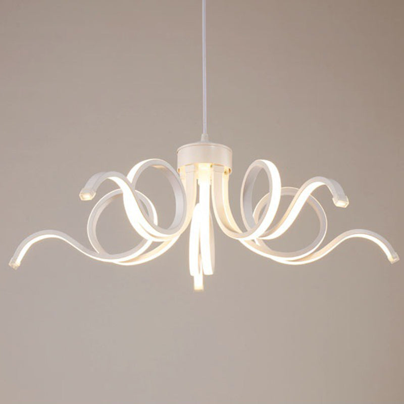 Modern Simplicity Style LED Line Light Acrylic Petal Shape Chandelier Light in White For Living Room