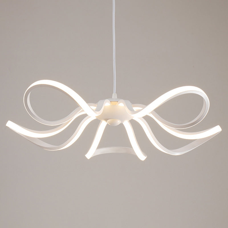 Modern Simplicity Style LED Line Light Acrylic Petal Shape Chandelier Light in White For Living Room