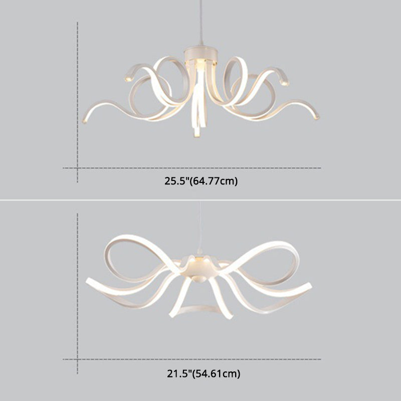 Modern Simplicity Style LED Line Light Acrylic Petal Shape Chandelier Light in White For Living Room