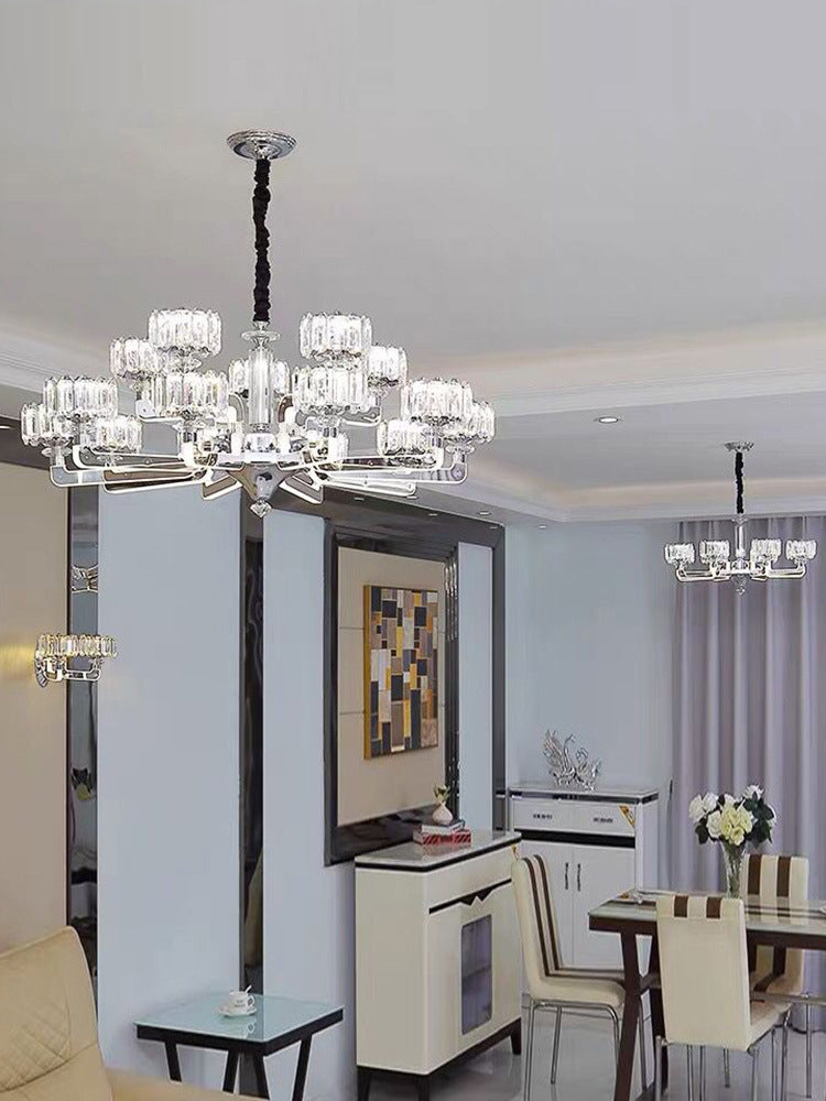 Cylindrical Pendant Ceiling Lights Modern Minimalist Style Crystal Hanging Lamp