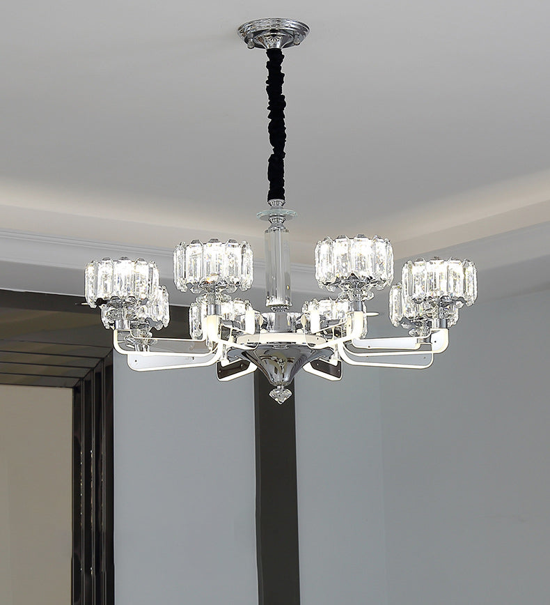 Cylindrical Pendant Ceiling Lights Modern Minimalist Style Crystal Hanging Lamp