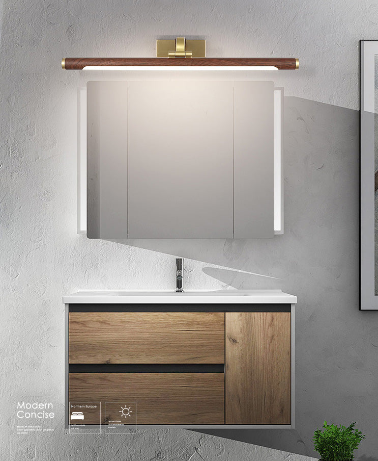 Linear Vanity Lighting Fixtures Modern Minimalist Style Wood Vanity Lights