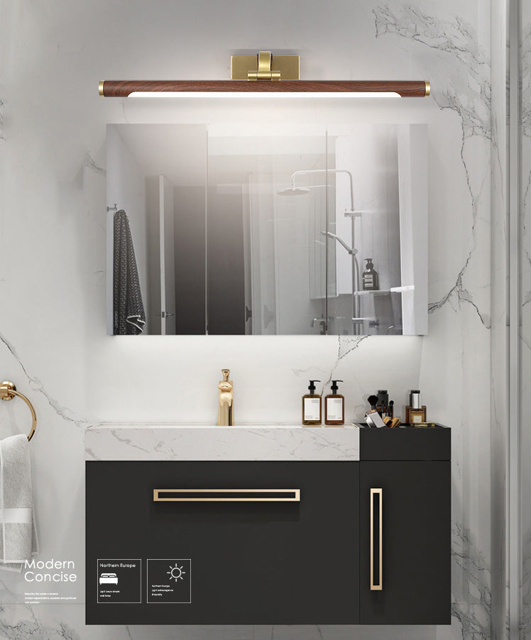 Linear Vanity Lighting Fixtures Modern Minimalist Style Wood Vanity Lights