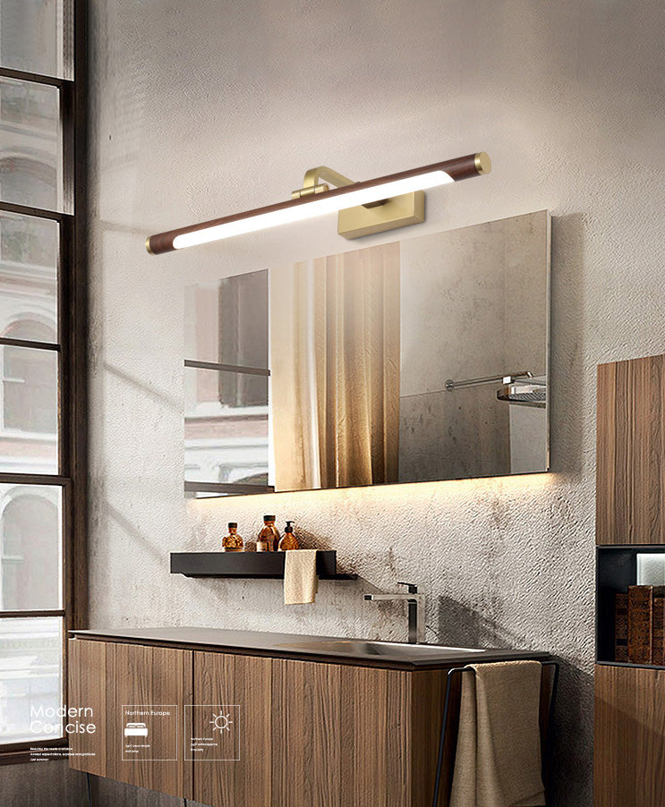 Linear Vanity Lighting Fixtures Modern Minimalist Style Wood Vanity Lights