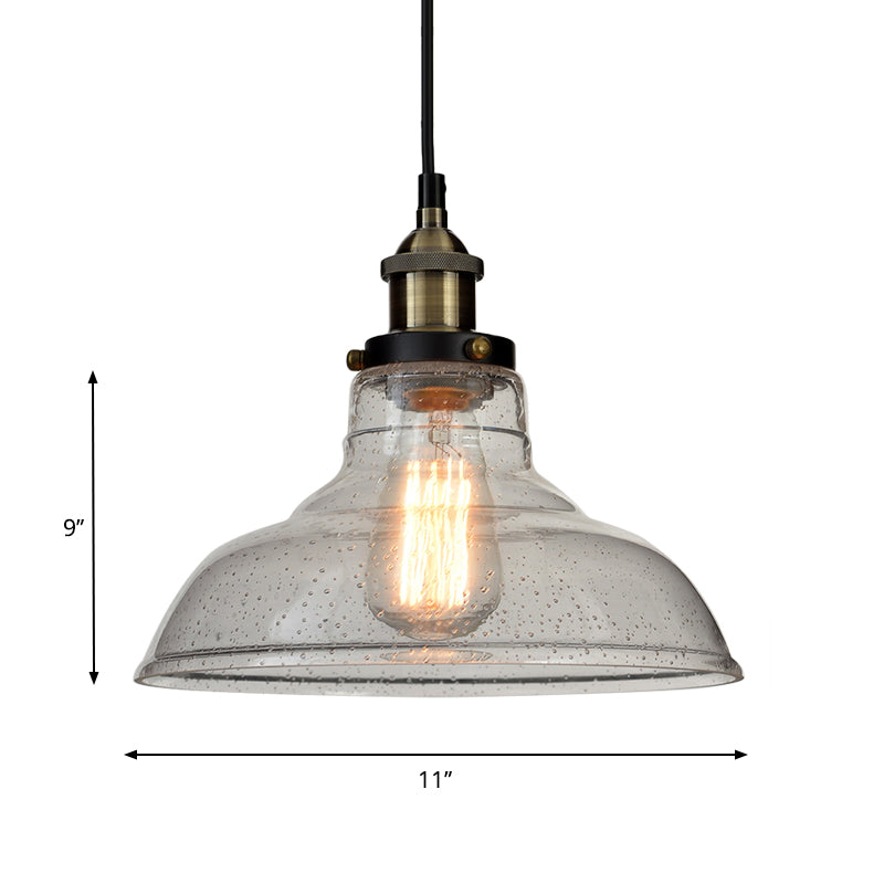 1 Bulb Dining Room Pendant Lighting Vintage Style Clear Ceiling Fixture with Barn Glass Shade