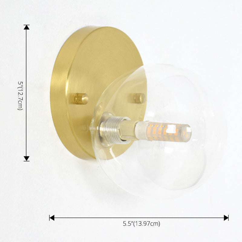 White Glass Globe Shaped Ceiling Flush Mount Light Modern Style Brass Hallway Balcony Mini Lighting Fixture