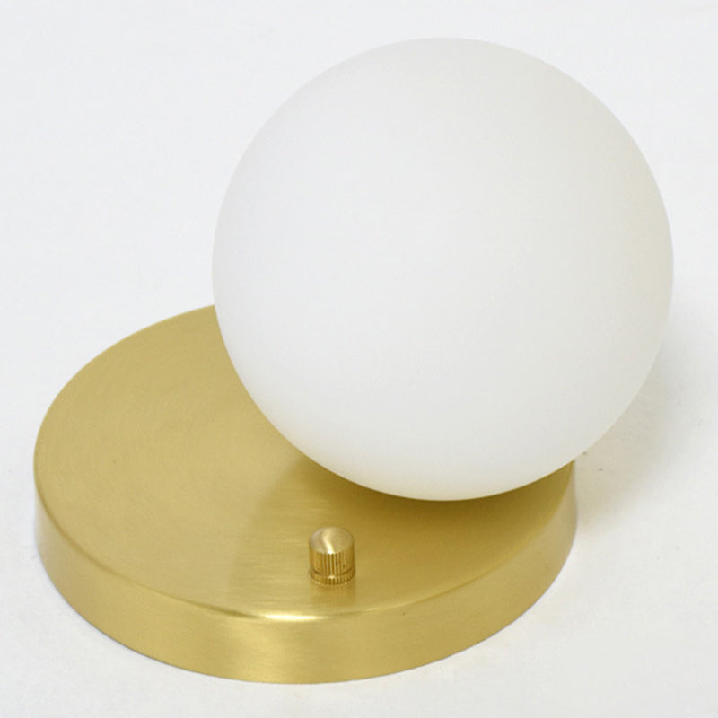 White Glass Globe Shaped Ceiling Flush Mount Light Modern Style Brass Hallway Balcony Mini Lighting Fixture