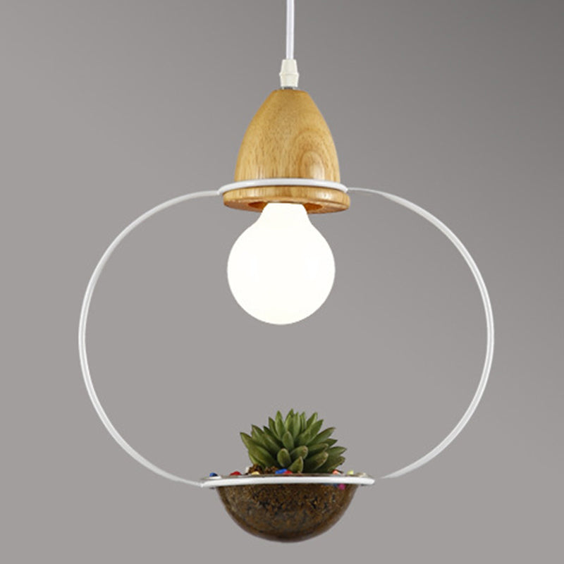 1 Light Pendant Light Nordic Retro Metal Ring Shade Dining Table Hanging Lamp (without plants)